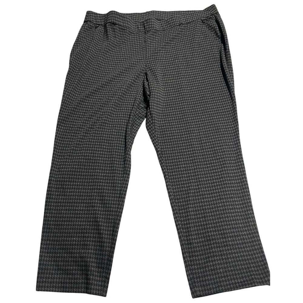 Lane Bryant Pull On Dress Pants Houndstooth Womens Plus Size 26 28 Gray Stretch